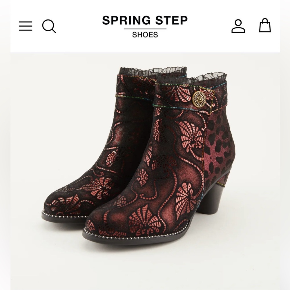 L’Artiste 37 (US 6.5-7) Dessa Bootie - Bordeaux Metallic New in Box - Picture 2 of 13